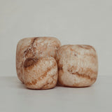 Alabaster ronde waxinelichthouder model Rond, wit/bruin, elegant en tijdloos woondecoratie