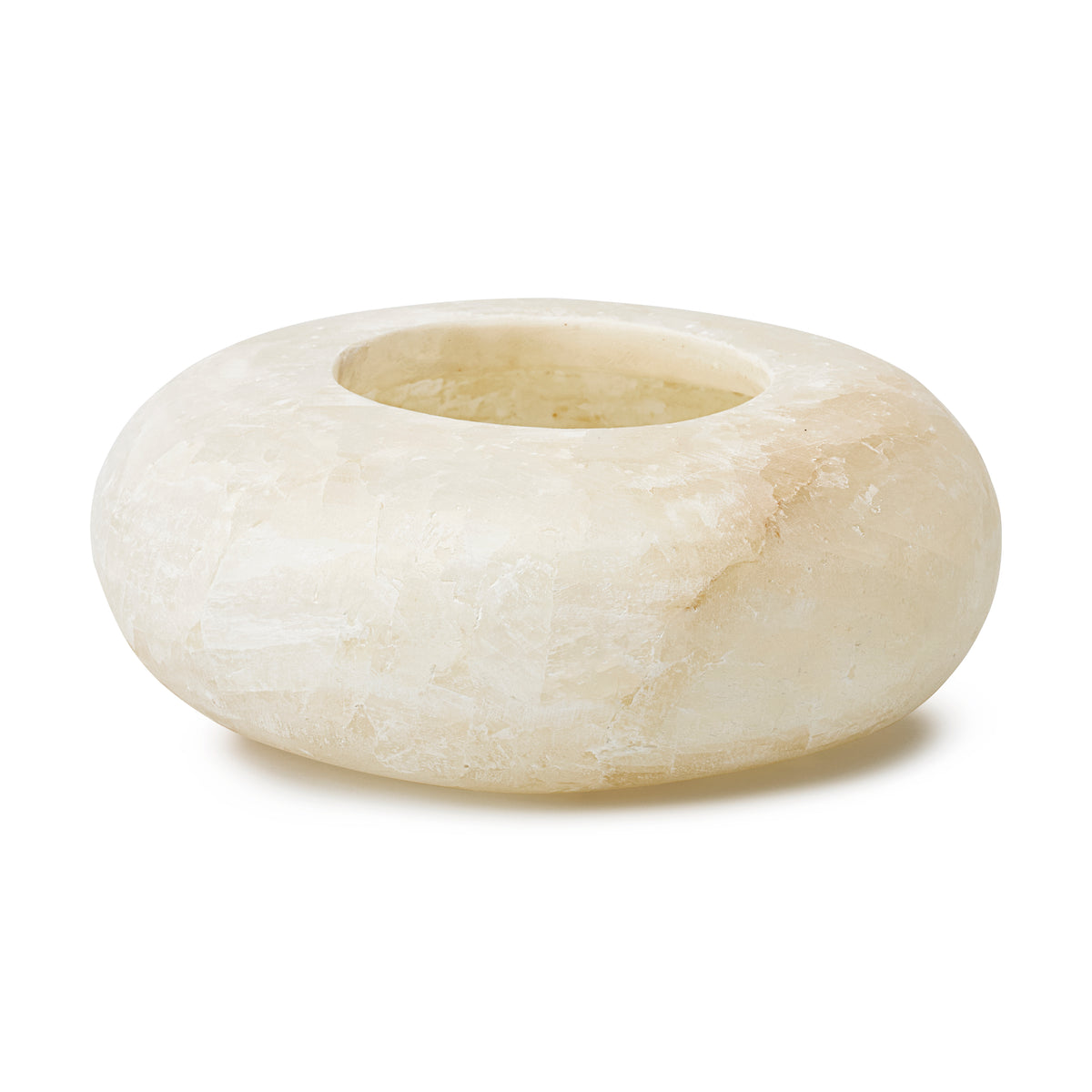 Alabaster Waxinelichthouder Frisbee – Albast Pebble
